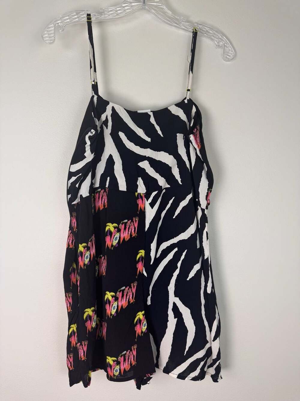 COLLUSION Mixed Print Cami Romper in Zebra and Tropical Graphic Print